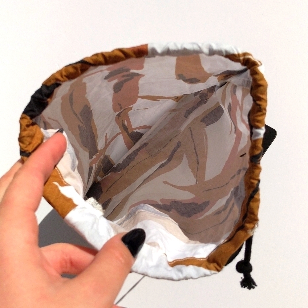 Kip & Co Small Brown Black & White Leaf Print Drawstring Cosmetic Bag - Picture 10 of 12